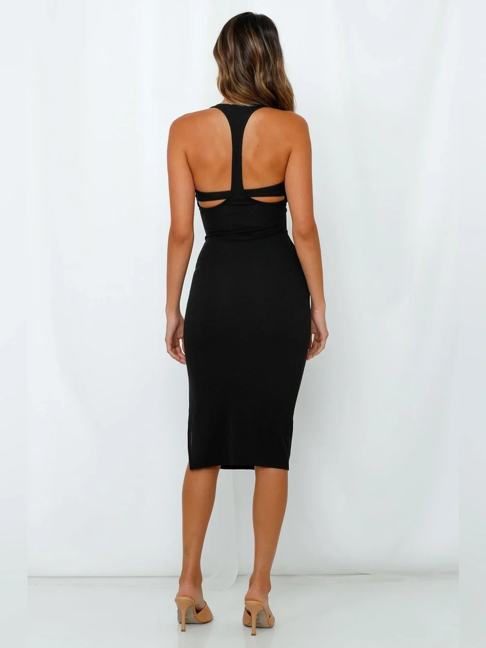Hello Molly Black Midi Tank Dress with Side Slit - Picture 4 of 11